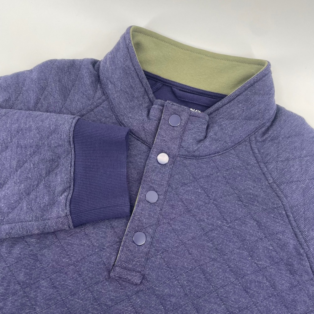 UNTUCKit Garrison Pullover Men XXL Blue Quilted Snap Neck Sweatshirt